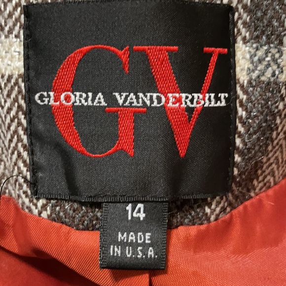 Gloria Vanderbilt Plaid Jacket/ Gray & Brown/ Zipper Closure/ Size 14 - Picture 7 of 9
